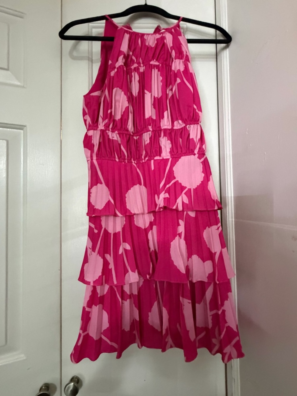 AMUR Hot Pink Floral Halter Sundress
